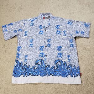 Vintage Y2K Pineapple Connection Shirt Men L Blue Japanese Kanji Waves Anime